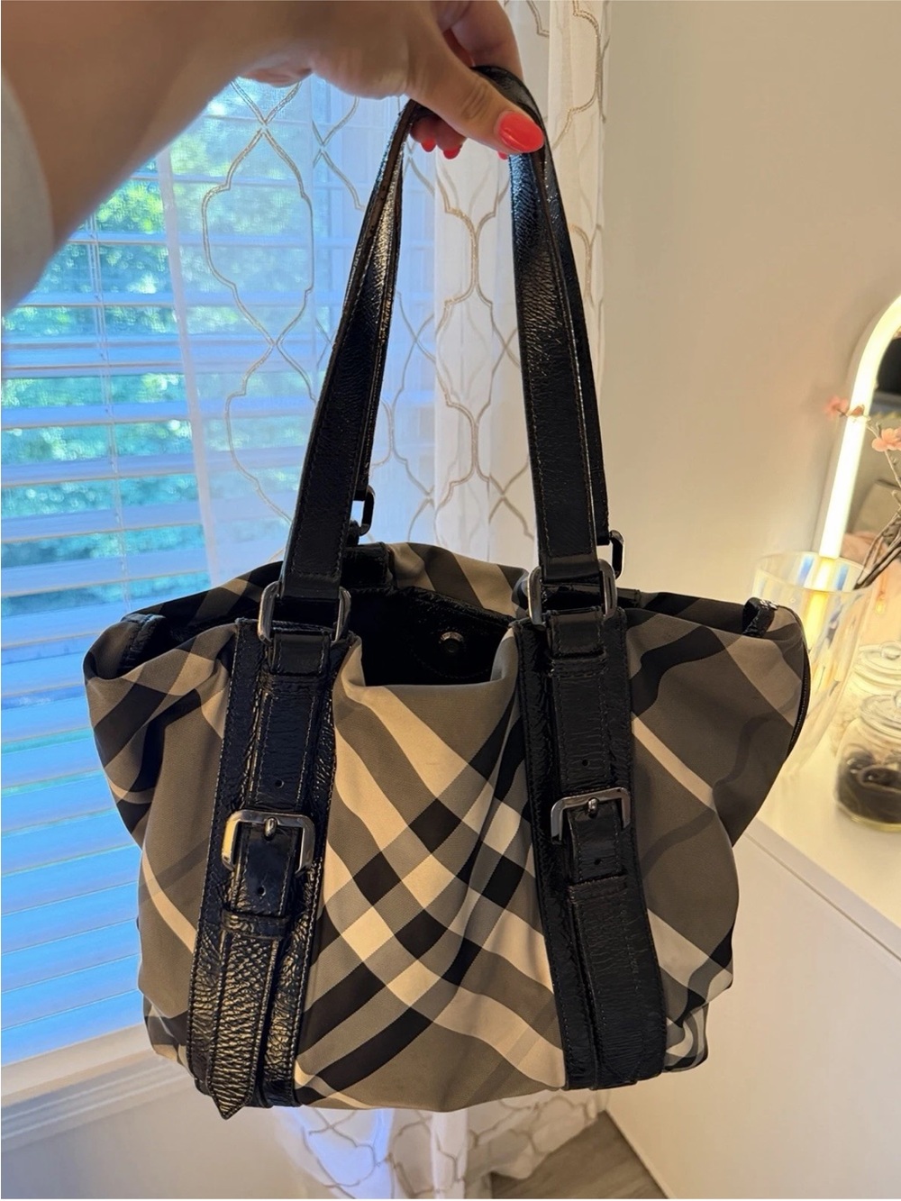 Vintage Burberry Nova Check Plaid Tote